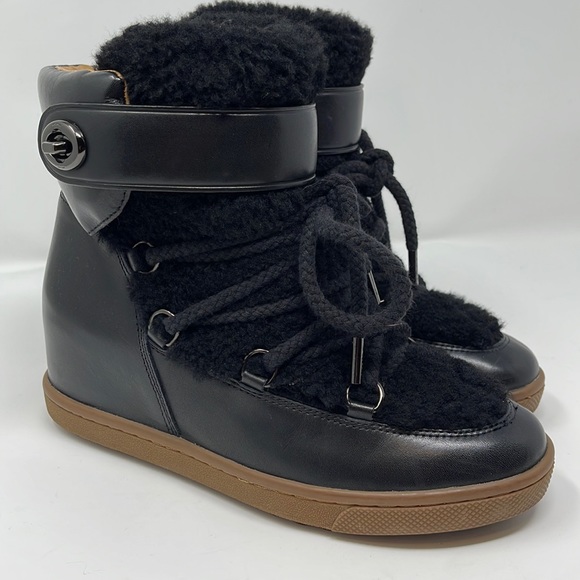 Coach Sz 9 Monroe Shearling Hiker Moto 